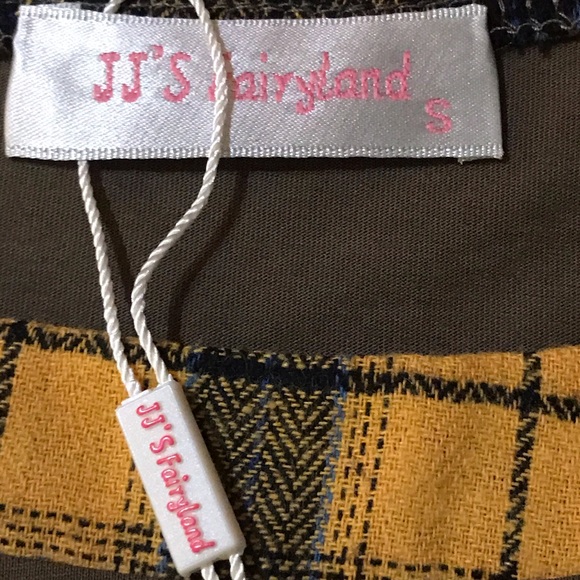 🆕 JJ Fairyland Olive Green & Yellow Plaid Top-S/M - Picture 4 of 5